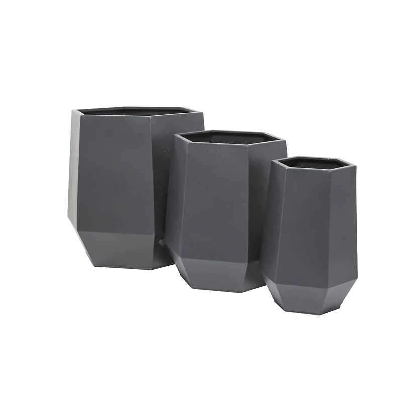 Grey Modern Planter, Set of 3" 21", 16", 11"