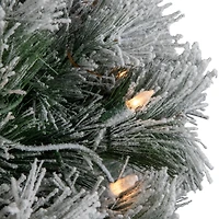 4.5ft. Pre-Lit Snowy Bristle Pine Artificial Christmas Tree, Clear Lights