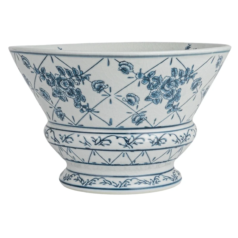 Hello Honey® 10" Blue & White Round Blossom Porcelain Bowl
