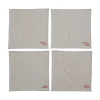 Hello Honey® 18" Natural White Square Cotton Napkin with Holiday Saying Set