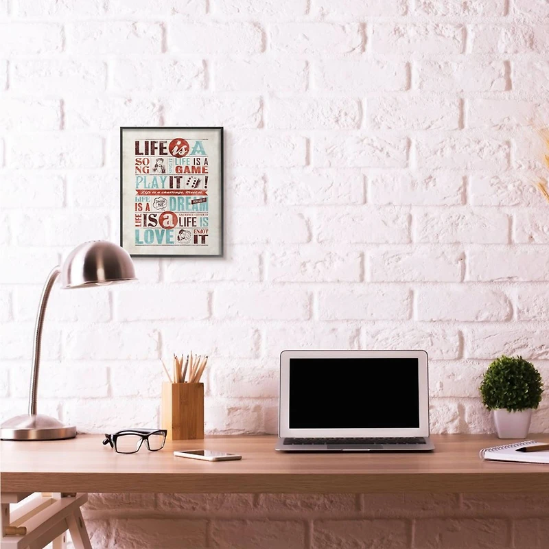 Stupell Industries Life Is A Song Wall Art in Black Frame