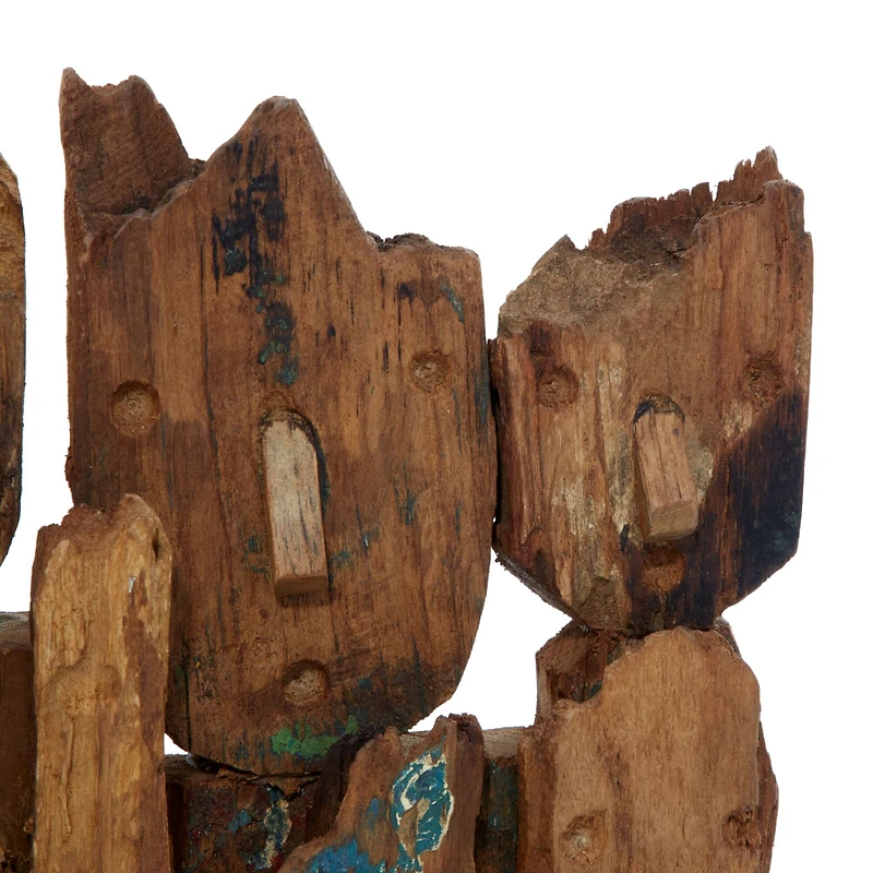 16" Brown Teak Wood Natural Abstract Sculpture