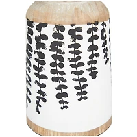 Brown Wood Drooping Vine Pillar Leaf Candle Holder Set