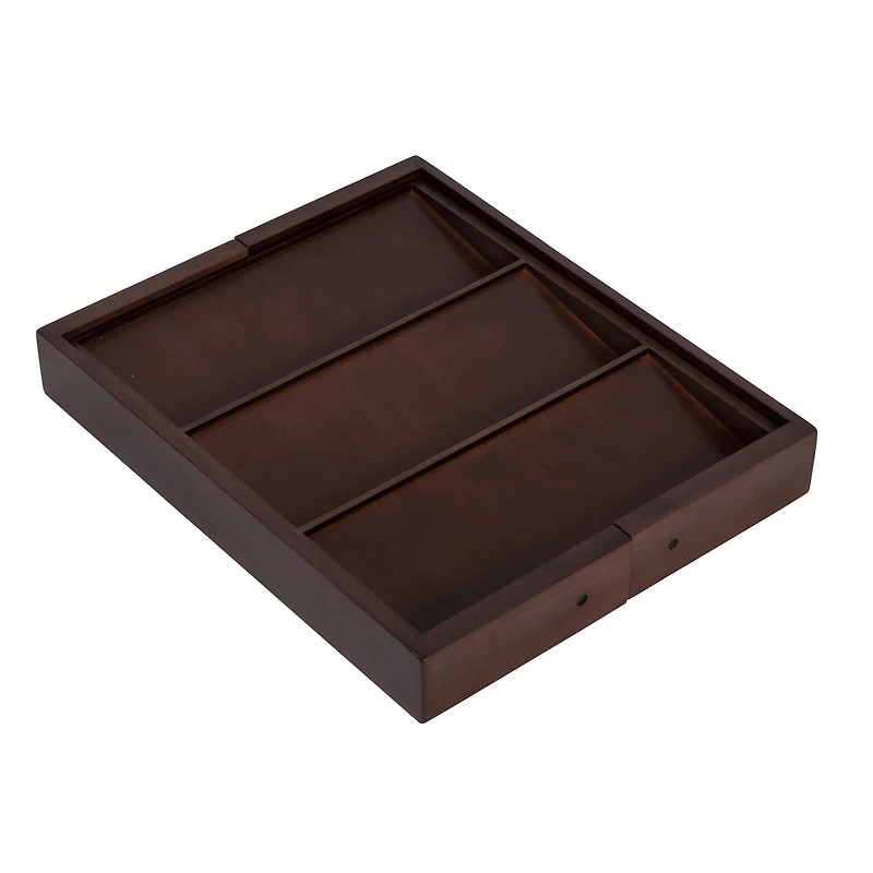 17'' Walnut Expandable Kitchen Drawer Organizer Tray