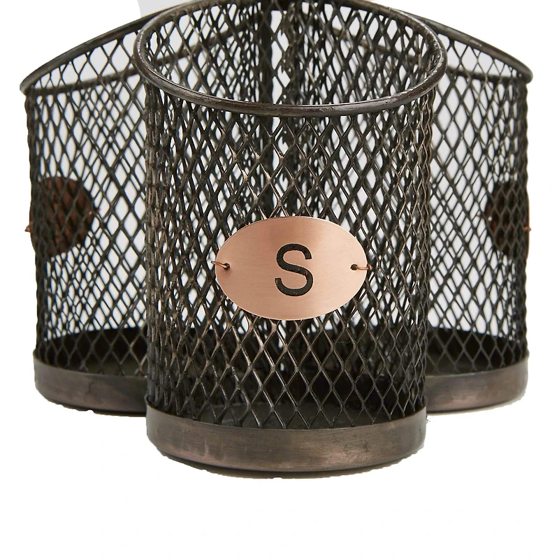 Mind Reader Black 3-Round-Compartment Utensil Caddy Flatware Organizer