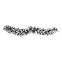 6ft. Pre-Lit LED Flocked Christmas Garland with Pinecones
