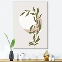 Designart - Abstract Sun and Moon With Green Leaf III