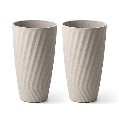 Glitzhome® 24" Sand Beige Faux Terrazzo Wave Textured Ceramic Planters, 2ct.