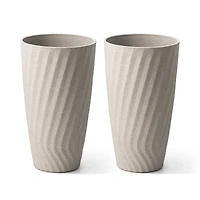 Glitzhome® 24" Sand Beige Faux Terrazzo Wave Textured Ceramic Planters, 2ct.