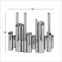 CosmoLiving by Cosmopolitan Silver Stainless Steel Contemporary Vase, 12" x 14" x 4"