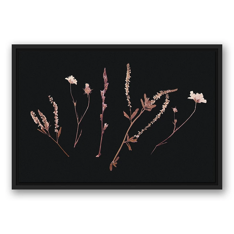 Pink Botanical 24" x 16" Black Floating Framed Canvas