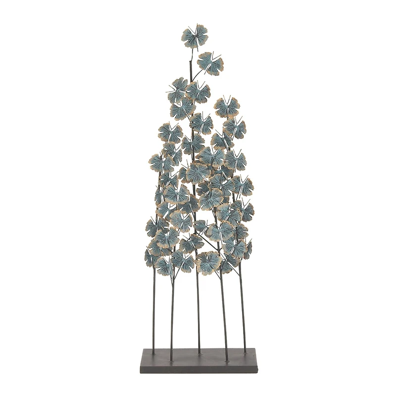 37" Turquoise Metal Contemporary Nature Sculpture