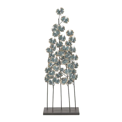 37" Turquoise Metal Contemporary Nature Sculpture
