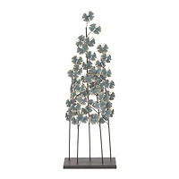 37" Turquoise Metal Contemporary Nature Sculpture