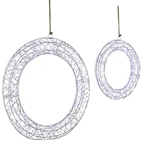 LED Lighted Hanging Christmas Wreath Decorations - 18" - Set of 2 - Cool White Lights