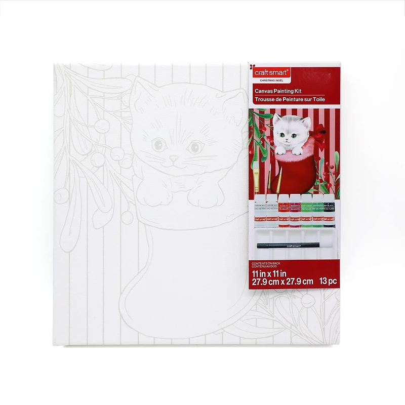 11" x 11" Christmas Cat Canvas Painting Kit by Artist's Loft™