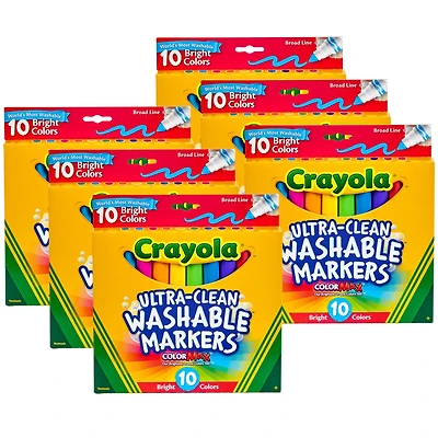 Crayola® Color Max Ultra-Clean Washable Bright Broad Line Markers, 6 Packs of 10