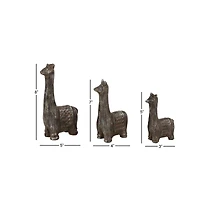 Set of 3 Black Metal Eclectic Llama Sculpture, 8", 7", 5"