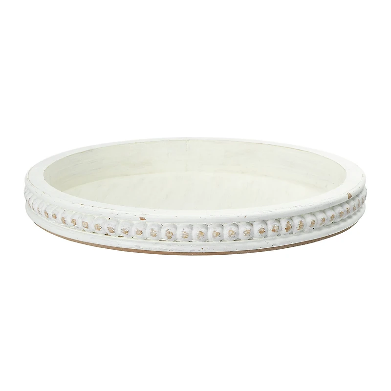 Hello Honey® 16" Decorative Round Wood Tray with Hobnail Edge