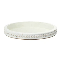 Hello Honey® 16" Decorative Round Wood Tray with Hobnail Edge