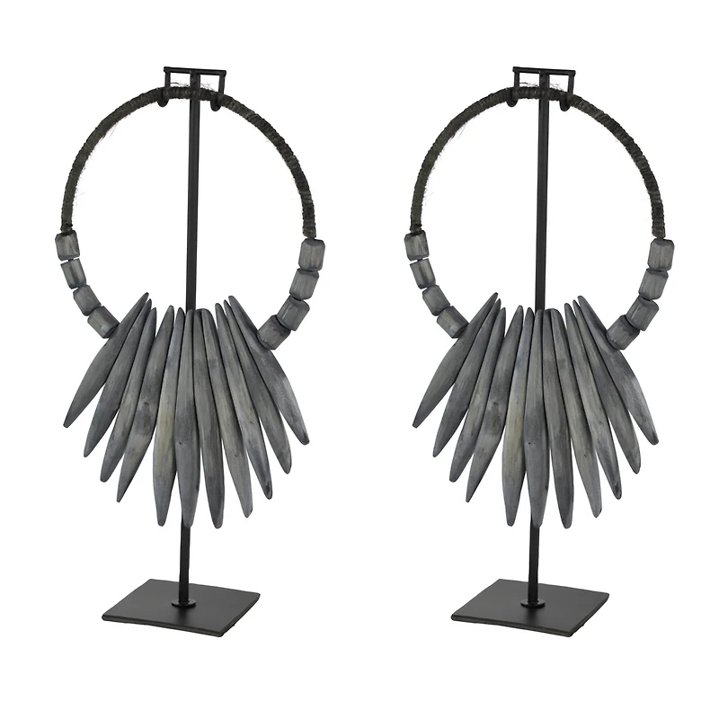 20" Gray Teak Wood Natural Sculpture