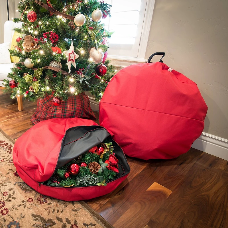 Santa's Bag 30" Hanging Christmas Wreath Storage Container