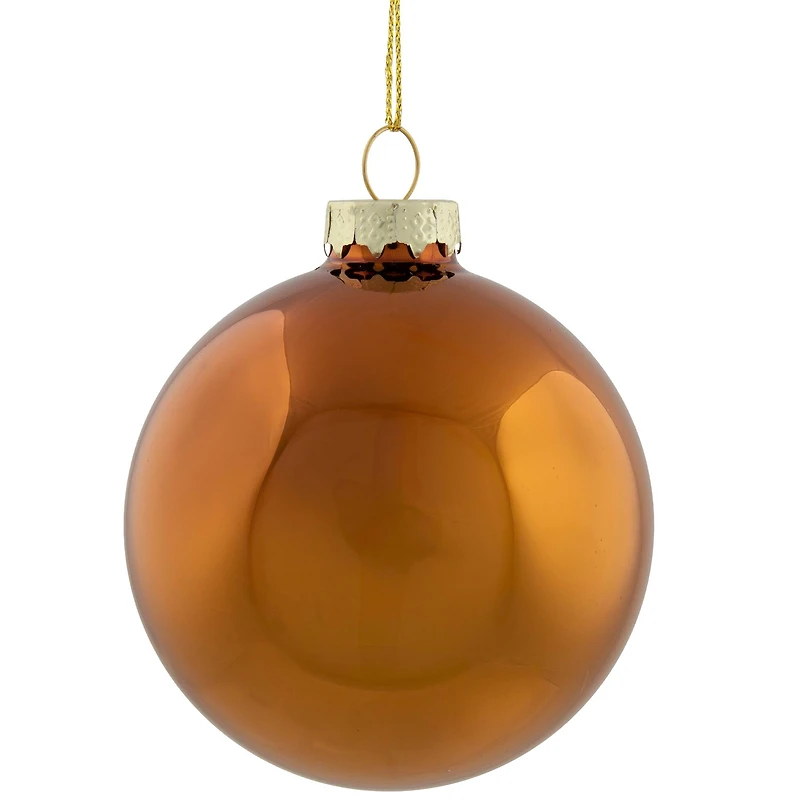 6ct. Bronze & Amber 2-Finish Glass Ball Ornaments