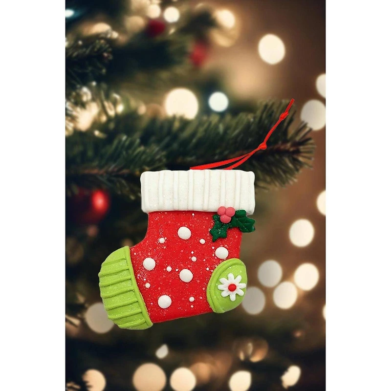 Wizardi Glossy Gingerbread Sock Christmas Ornament, 1pc.