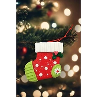 Wizardi Glossy Gingerbread Sock Christmas Ornament, 1pc.