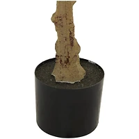 4.5ft. Green Faux Camellia Foliage Artificial Tree with Black Plastic Pot