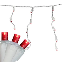 100ct. Red LED Wide Angle Icicle Christmas String Lights with White Wire