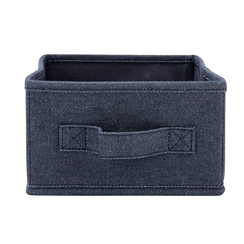 Household Essentials 11.5" Denim Blue Collapsible Cotton Blend Rectangular Storage Drawer, 2ct.