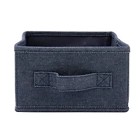 Household Essentials 11.5" Denim Blue Collapsible Cotton Blend Rectangular Storage Drawer, 2ct.