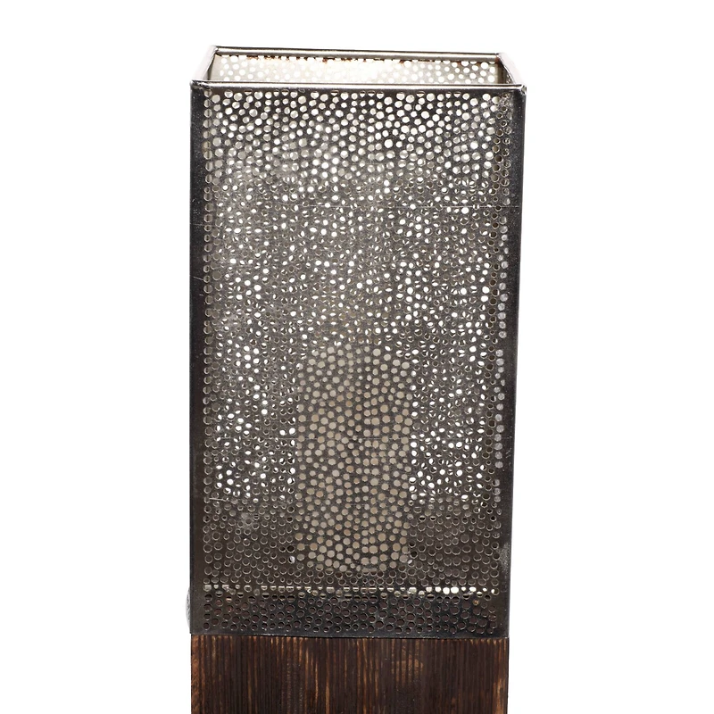 35" Brown Mango Wood Contemporary Candle Holder