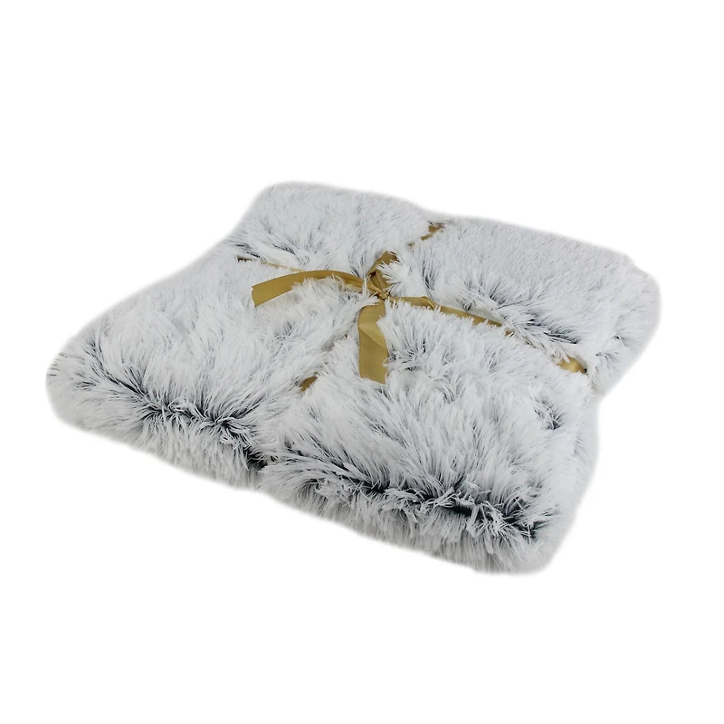 55" x 62" Plush Gray Faux Fur Throw Blanket
