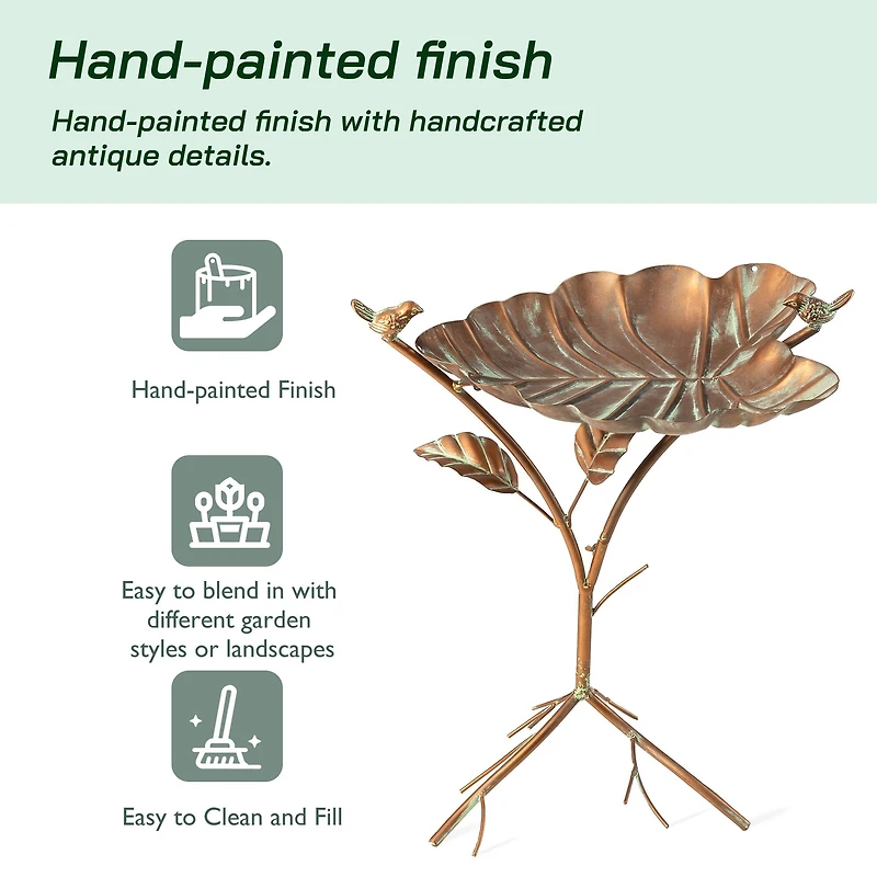 Glitzhome® 19.5" Multi-Functional Faux Copper Patina Finish Bird Feeder