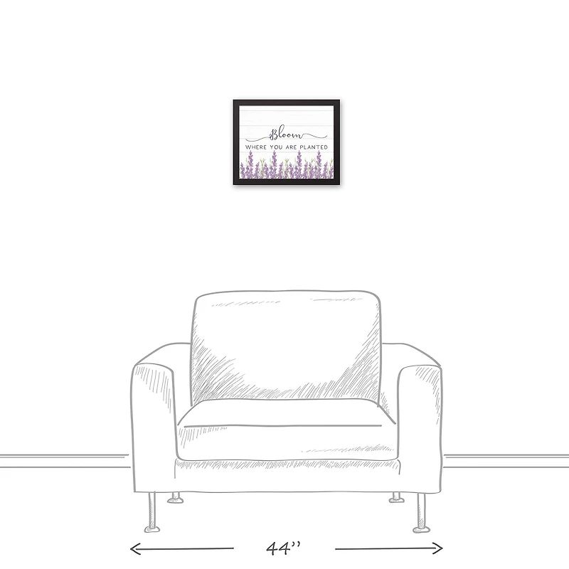 Bloom Where Planted Lavendar 11" x 14" Black Floating Framed Canvas