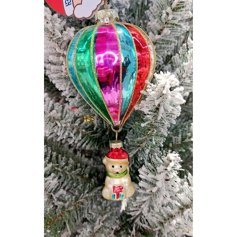 Wizardi Christmas Glass Ornament - Balloon with Polar Bear
