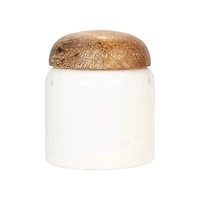 Hello Honey® 3.25" White Marble & Mango Wood Pinch Pot with Lid