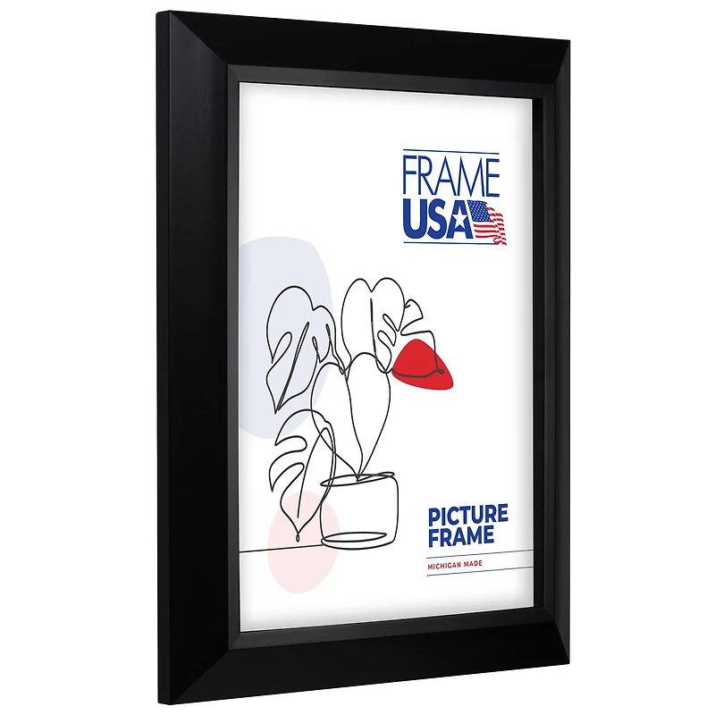 Frame USA Black Series Narrow Black Single Image Picture Frame with Mat