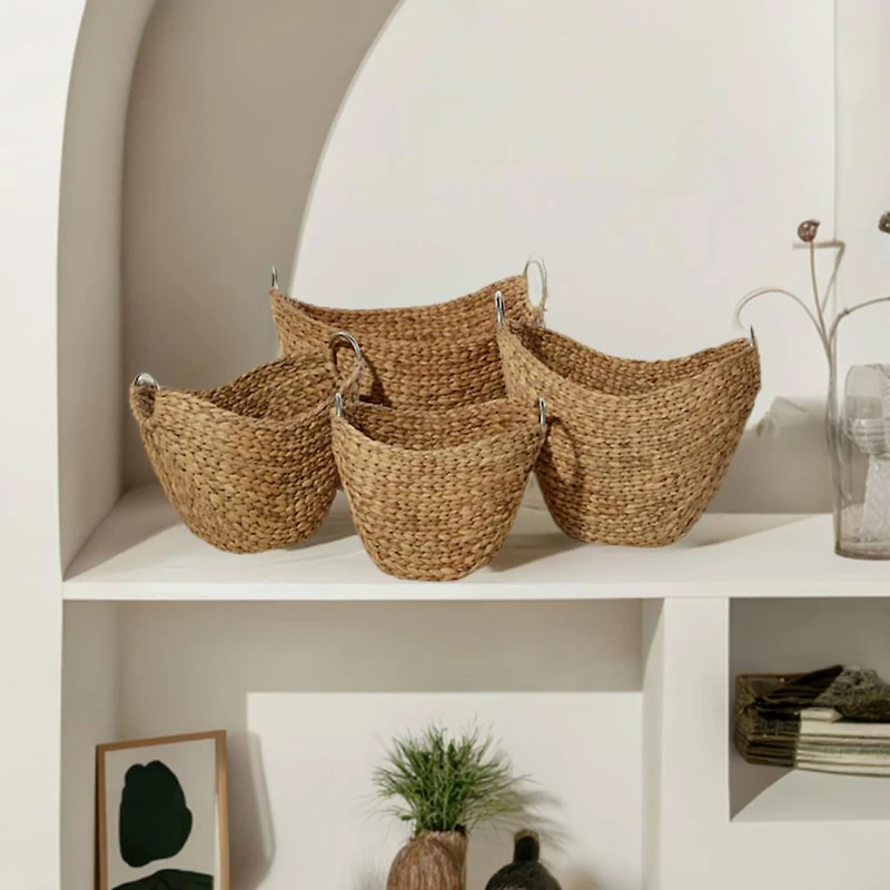 Brown Seagrass Contemporary Storage Basket Set