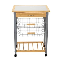 Organize It All Rolling Kitchen Cart with Wine Rack