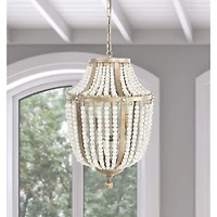 Hello Honey® 27" Metal Chandelier With White Wooden Beads