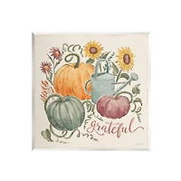 Stupell Industries Grateful Floral Fall Pumpkins Wall Plaque Art