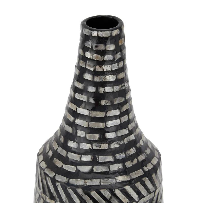 Black Shell Contemporary Vase, 28" x 10" x 10"