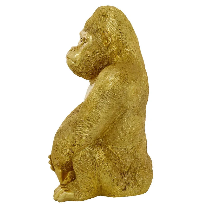15" Gold Traditional Gorilla Sculpture