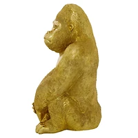 15" Gold Traditional Gorilla Sculpture