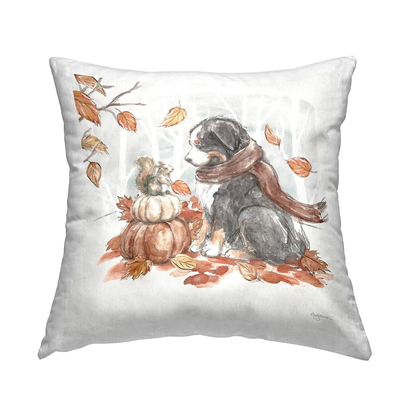 Stupell Industries Dog & Fall Pumpkins Decorative Printed Throw Pillow