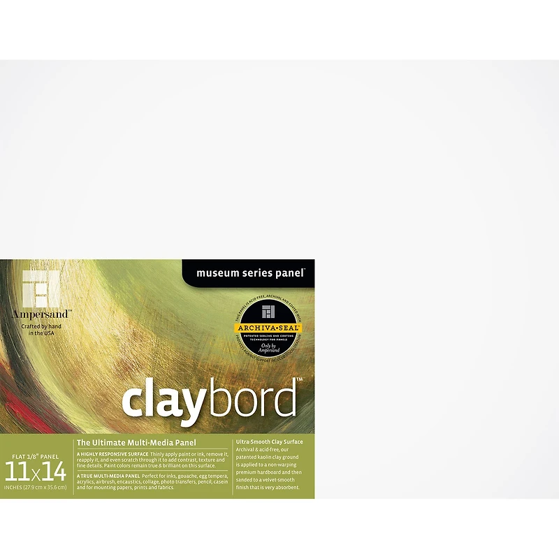 Ampersand™ Claybord™ Museum Series Uncradled 1/8" Multi-Media Panel