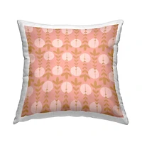 Stupell Industries Botanical Leaf Pattern Pink Circle Shapes Throw Pillow, 18" x 18"